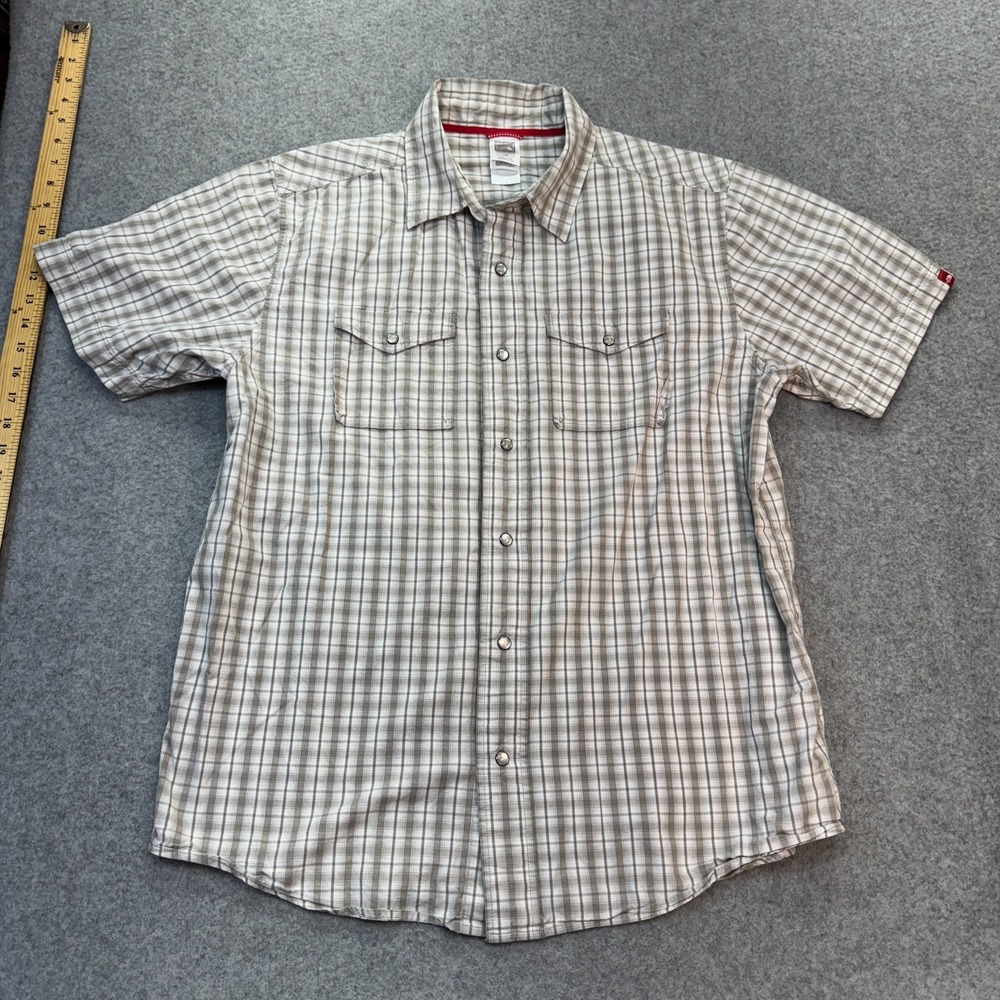 The North Face Men's Plaid Short Sleeve Shirt Large 100% Cotton Outdoor